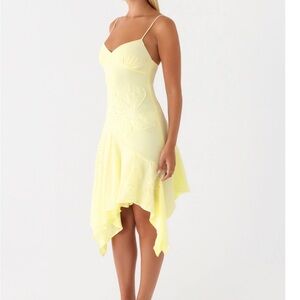 Yellow Peppermayo Handkerchief Hem Dress